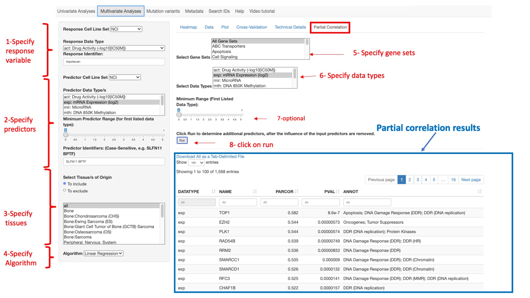 Screenshot of CellMinerCDB Application