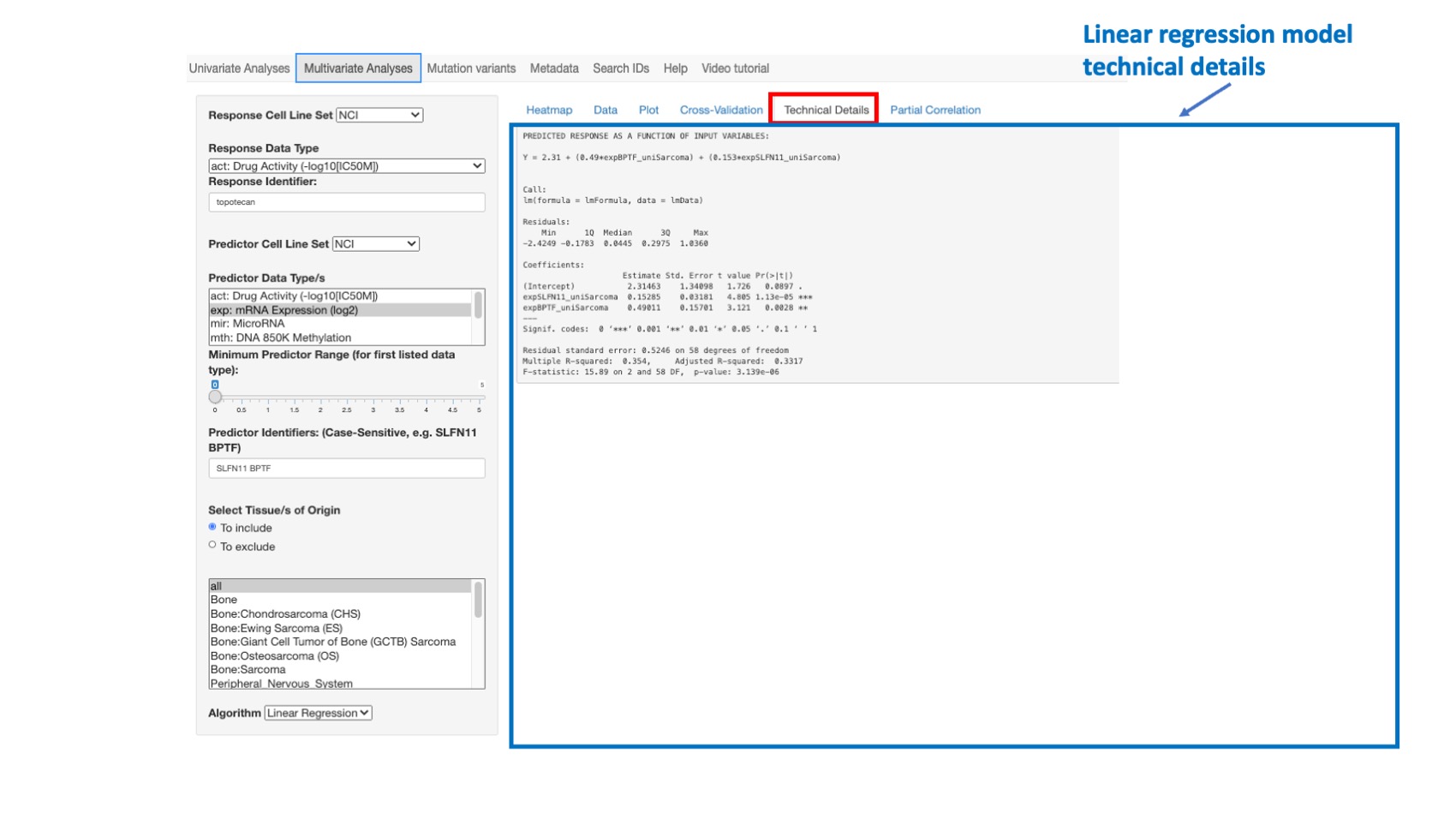 Screenshot of CellMinerCDB Application