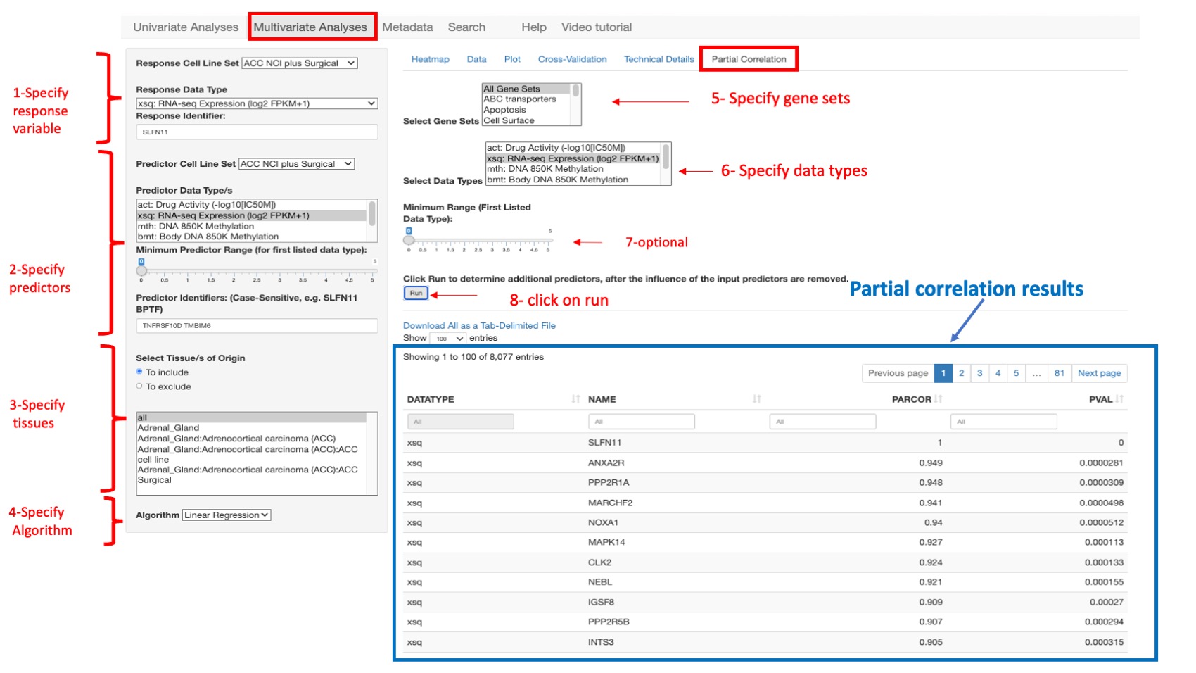 Screenshot of CellMinerCDB Application